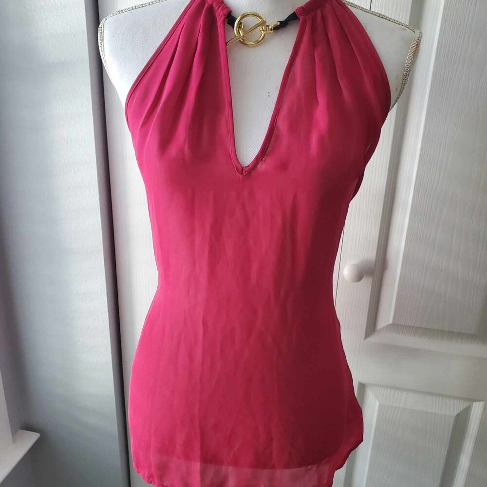 Michael Kors Womens Sleeveless Fuschia Red Top Size XL